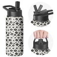 thumbnail image 1 of Leopard Print Insulated Stainless Steel Water Bottle with Straw & Cleaning Brush – 18 Oz | Leakproof, BPA-Free, 304 Stainless Steel, Wide Mouth, Travel Mug for Car, Gym, Office, 1 of 5