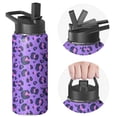 thumbnail image 1 of Leopard Print Insulated Stainless Steel Water Bottle with Straw & Cleaning Brush – 18 Oz | Leakproof, BPA-Free, 304 Stainless Steel, Wide Mouth, Travel Mug for Car, Gym, Office, 1 of 5