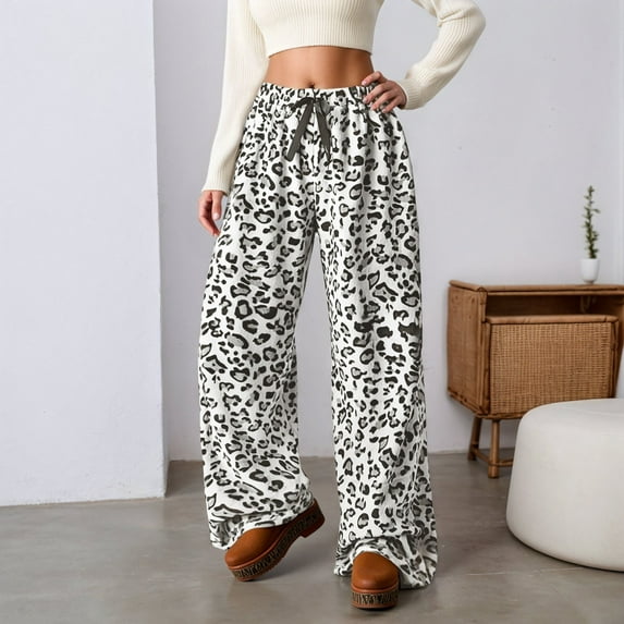 Leopard Print Jeans for Women Straight Leg Casual Camo Cargo Pants Vintage Streetwear Denim Pants Outdoor Hiking Pants with Pocket White L