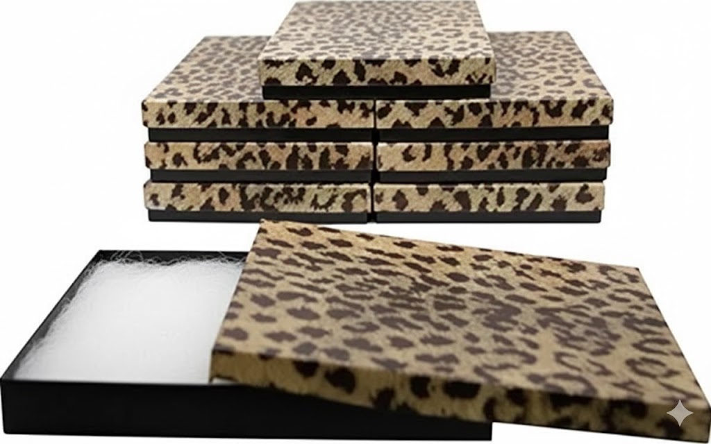 Novel Box 8 Pack Leopard Cardboard Cotton Filled Jewelry Gift Boxes ...