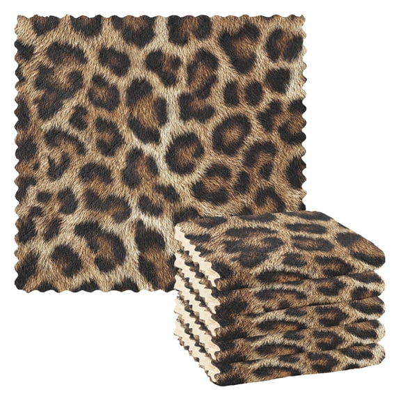 Leopard Print Kitchen Cloth Dish Towels for Drying Washing Absorbent Dish Rags Reusable soft kitchen dishcloth set 6 Pack