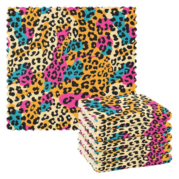 Leopard Print Kitchen Cloth Dish Towels for Drying Washing Absorbent Dish Rags Reusable soft kitchen dishcloth set 6 Pack