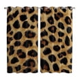 thumbnail image 1 of Leopard Print Kitchen Curtains 84 Inch Length, Brown Yellow Retro Animal Fur Pattern Grommet Top Bedroom Living Room Curtains, Light Filtering Cafe Curtain Drapes 2 Panels Set 104''x84'', 1 of 9