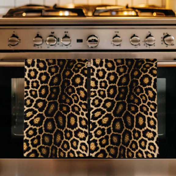 Leopard Print Kitchen Towels Set of 4, Farmhouse Gradient Animals Texture Absorbent Dish Towels for Kitchen, Microfiber Hand Towel, Quick Drying Tea Towel for Cleaning Decorative Dishcloths