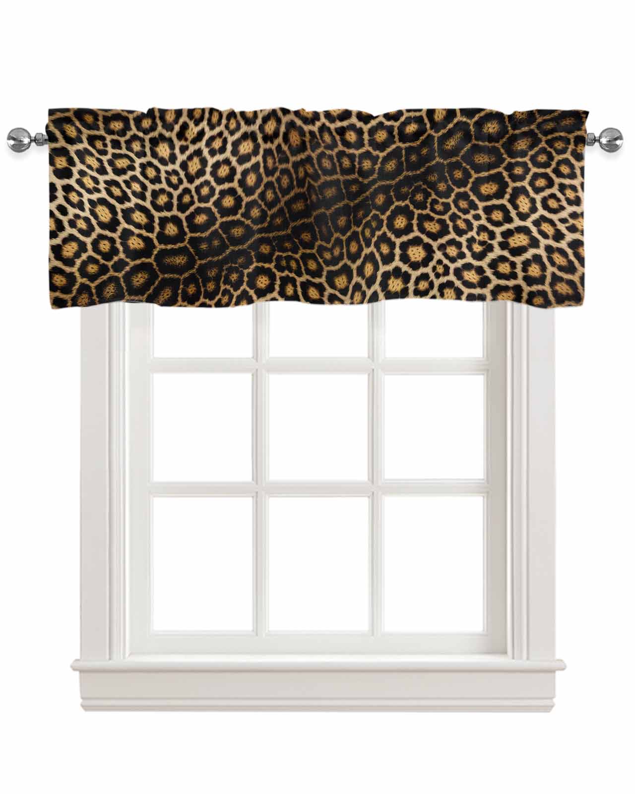 Leopard Print Kitchen Valances for Windows Farmhouse Linen Window