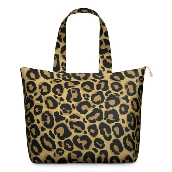 Leopard Print Large Capacity Tote Bag for Women, Zipper Closure Travel Weekender Bag with Interior Pockets, Lightweight Carry-On Bag for Gym, Work & Travel (Cheetah Spots Design)