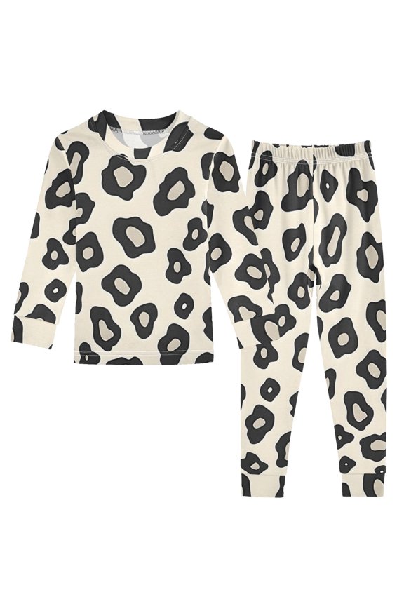 Leopard Print Like Pattern Cotton Pajamas 2 Piece Set Sleepwear Soft and Comfortable Homewear Nightwear