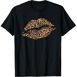 Red Lips Leopard Tongue Shirt Vintage Trendy Animal Print Funny - Main Image