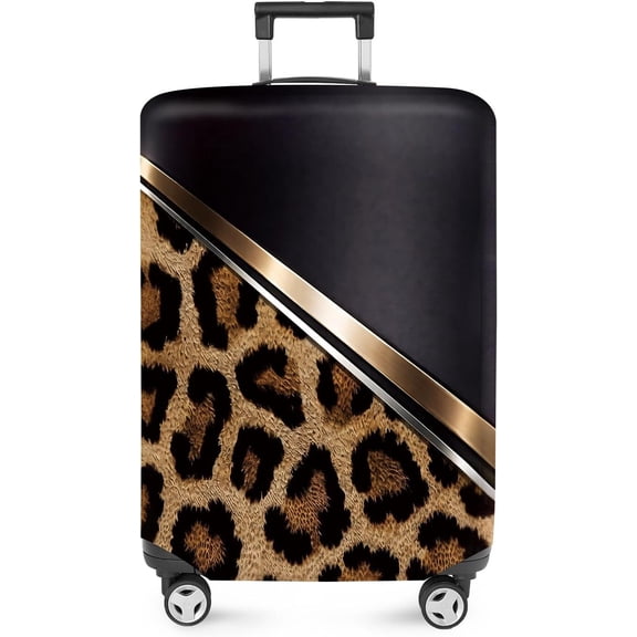 Leopard Print Luggage Cover, Luxury Animal Pattern Suitcase Protector for 24-26 Inch Travel Bags