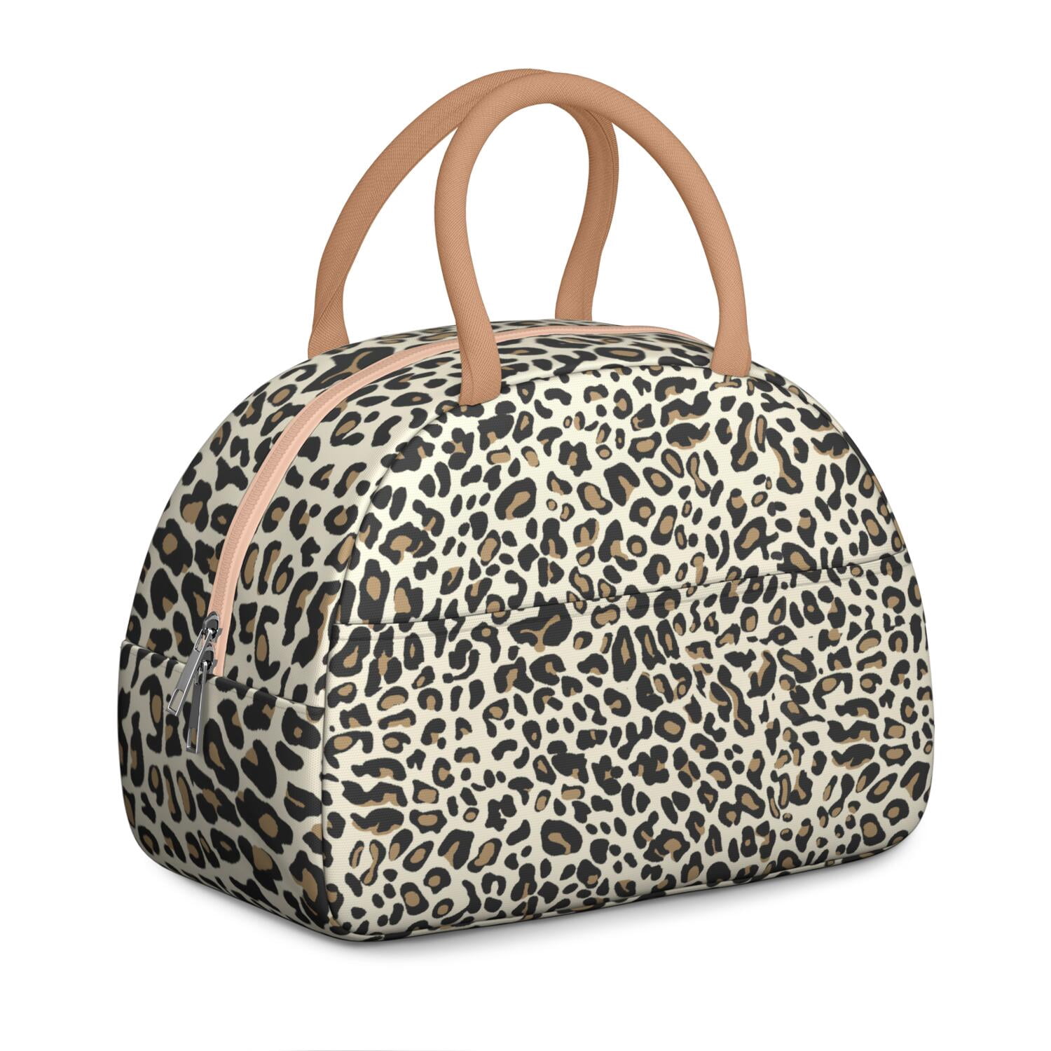 Leopard Print Lunch Bag for Women – Stylish Animal Pattern Tote with Spots and Glitter Details, Insulated & Leakproof, Fashion Lunch Box for Work or School