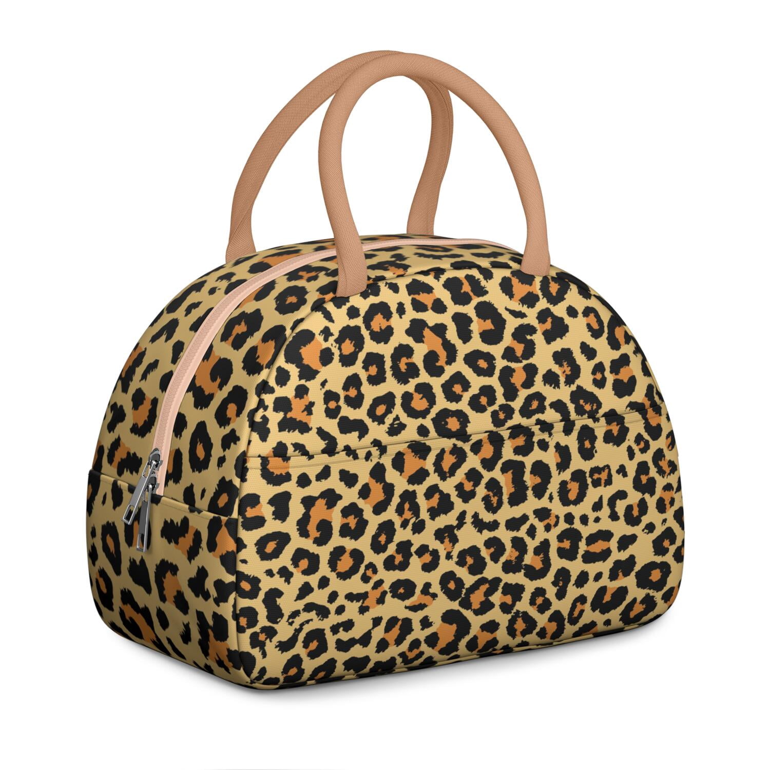 Leopard Print Lunch Bag for Women – Stylish Animal Pattern Tote with Spots and Glitter Details, Insulated & Leakproof, Fashion Lunch Box for Work or School