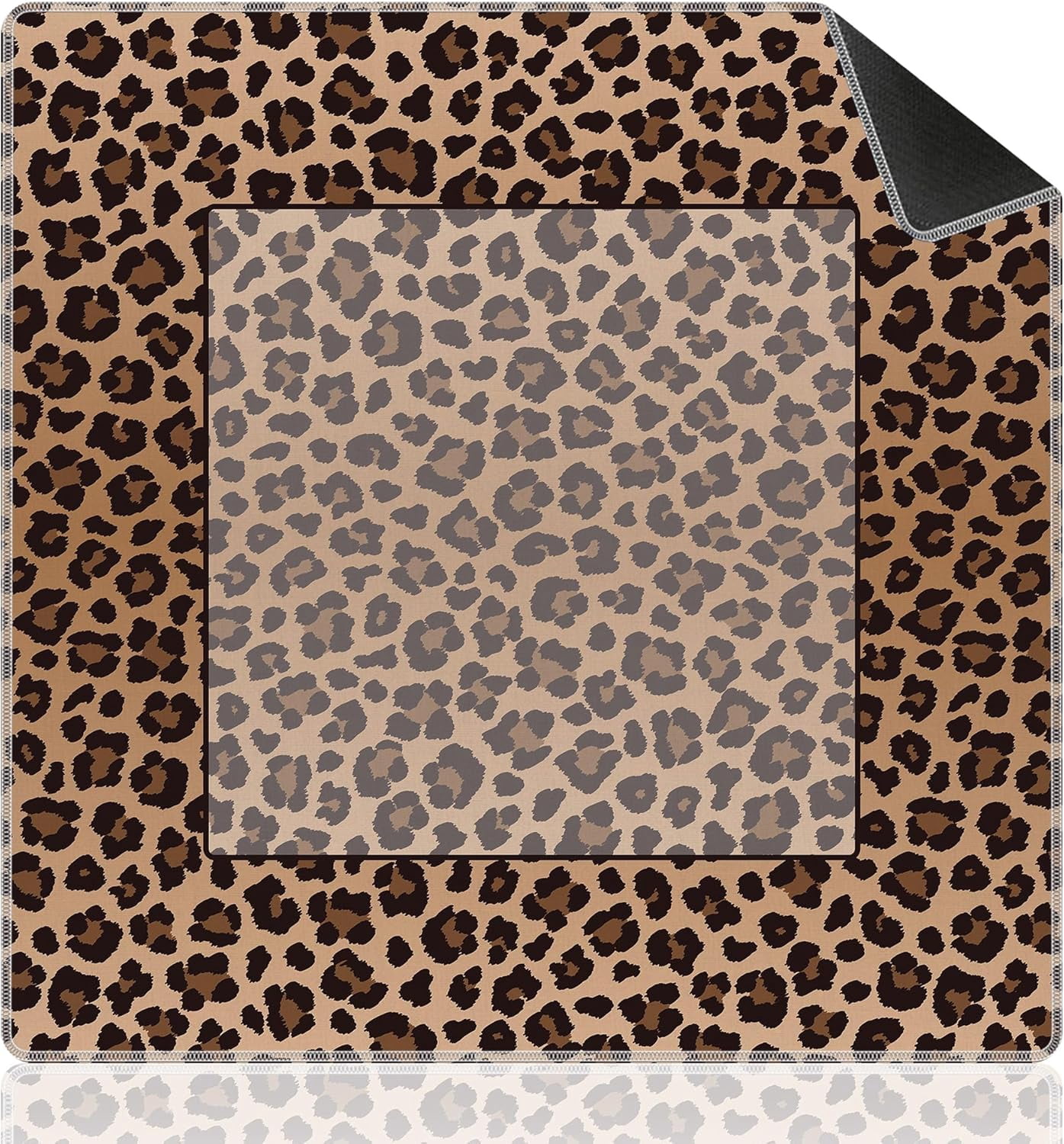 Leopard Print Mahjong Mat for Table 31.5 X 31.5, Gifts for Mahjong Players, Brown and Beige Cheetah Anti-Slip Table Cover Tablecloth, Leopard Print Decor Mahjong Gifts for Women