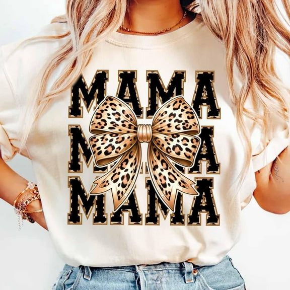 Leopard Print Mama Coquette Shirt, Trendy Wild Mama Tee, Cheetah Bow Mom Life Shirt, Animal Print for Moms