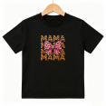thumbnail image 1 of Leopard Print Mama Girls Graphic Tee, Cute Retro Pink Cheetah Bow 100% Cotton Kids Short Sleeve T-Shirt, 1 of 5