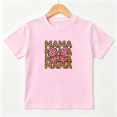 thumbnail image 1 of Leopard Print Mama Girls Graphic Tee, Cute Retro Pink Cheetah Bow 100% Cotton Kids Short Sleeve T-Shirt, 1 of 5