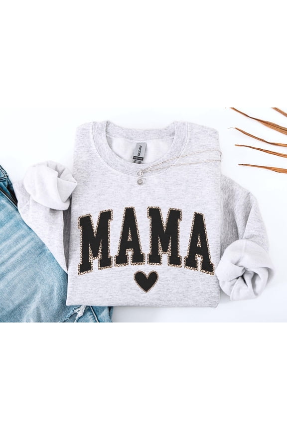 Leopard Print Mama Sweatshirt, Mom Life Crewneck, Mothers Day Gift, New Mom Shirt, Cute Mom Outfit, Gift for Her ASH GREY
