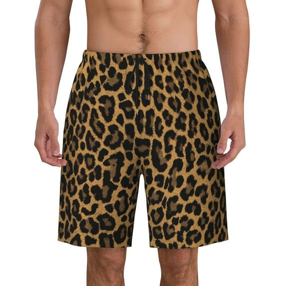 Leopard Print Men'S Beach Pants Quick Dry Short Swim Trunks With With Pockets And Mesh Lining Swimwear Beach Bathing Shorts X-Large