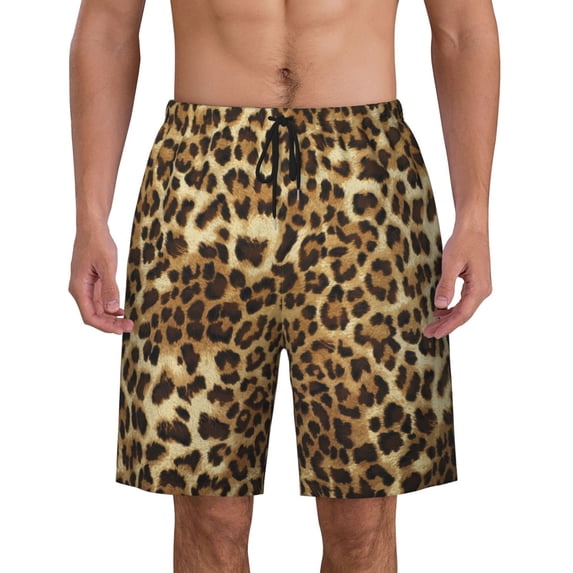 Leopard Print Men'S Beach Pants Quick Dry Short Swim Trunks With With Pockets And Mesh Lining Swimwear Beach Bathing Shorts Xx-Large