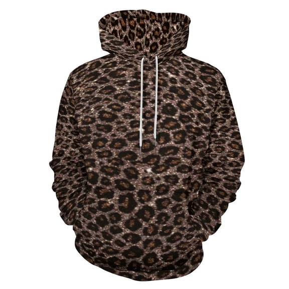 Leopard Print Men's Women Vintage 3D Hooded Sweatshirt - All-Season Loose Fit Streetwear