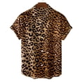 thumbnail image 1 of Leopard Print Mens Button Down Shirt Short Sleeve Shirts Turn Down Collar Summer Lightweight Top Coffee XXXXXL, 1 of 3