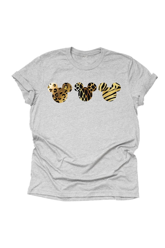 Leopard Print Mickey Shirt, Animal Kingdom Shirt for Women, Graphic T-Shirt for Women (X Large, Gray)