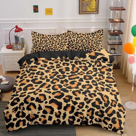 Leopard Print Microfiber Print Duvet Cover for Kids Teens Men Women Gifts Wild Animals Theme Bedroom rtions King Size