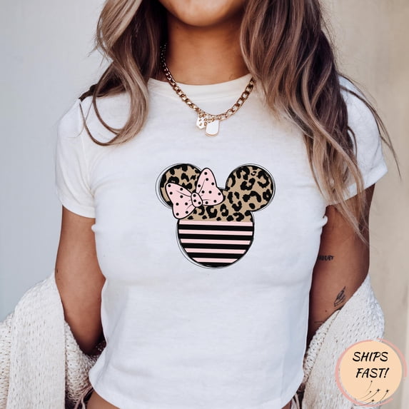 Leopard Print Minnie Mouse Shirt, Disney BabyTee, Y2k 90s Style Minnie Tee, Minnie BabyTee, Leopard Minnie Disneyland BabyTee, Xmas Gift