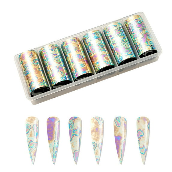 Leopard Print Nail Art Transfer Paper Sticker,Easy-Remove Star Design For Any Nail Color,Home & Salon Use,6 Rolls in 1 Box