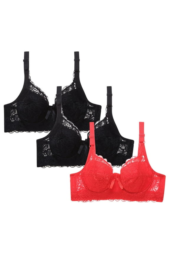 Leopard-Print No Steel Bra Set, Front Buckles, Women’s Underwear, Supportive & Comfortable, Nightwear & Intimate Couples Kit Black,34D