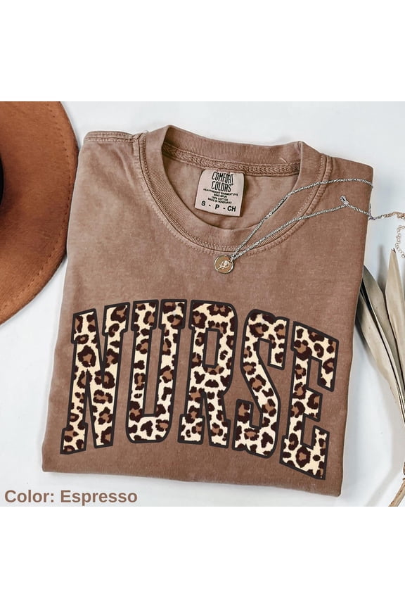 Leopard Print Nurse Rn Nursing School Gift Cute Medical Healthcare Worker T-Shirt
