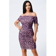 thumbnail image 1 of Leopard Print Off Shoulder Shirring Bodycon Dress S, 1 of 8