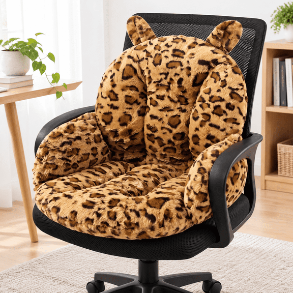 Leopard Print Office Chair Cushion with Support for Seating Comfort