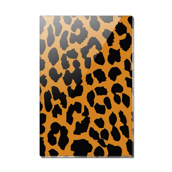 Leopard Print Orange And Black Rectangle Acrylic Fridge Refrigerator Magnet