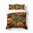 thumbnail image 1 of Leopard Print Orange Roses Floral Bedding Set 3 Pcs Soft Microfiber Quilt Cover For Bedroom Decor, Comforter Cover With 2 Pillowcase, 1 of 5