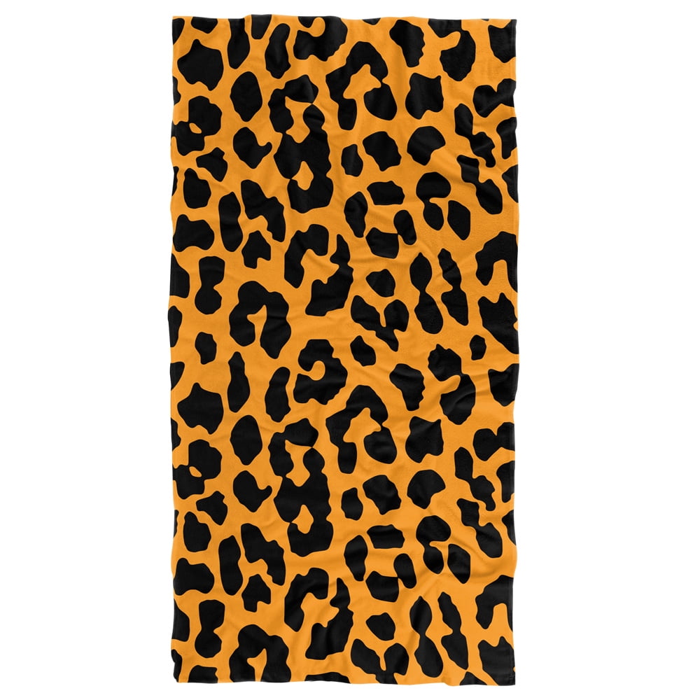 Leopard Print Orange and Black Beach Towel 30' X 60'