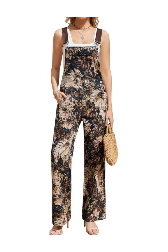 Leopard Print Overalls for Women Loose Fit Bib Coveralls Fashion Animal Jumpsuits Straight Leg Pants