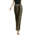thumbnail image 1 of Leopard Print Pants for Women Elastic High Waist Casual Loose Wide Leg Trousers Pant with Pockets XS Leopard Print, 1 of 6