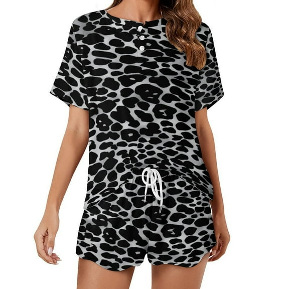 Leopard Print Pattern 2 Pack Women’s Pajama Set Print Sleepwear And Shorts Y2k Loungewear Sets S-5XL