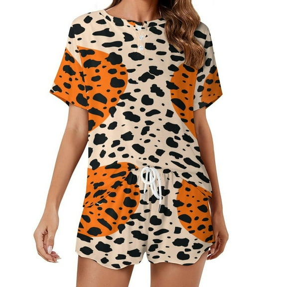 Leopard Print Pattern 2 Pack Women’s Pajama Set Print Sleepwear And Shorts Y2k Loungewear Sets S-5XL