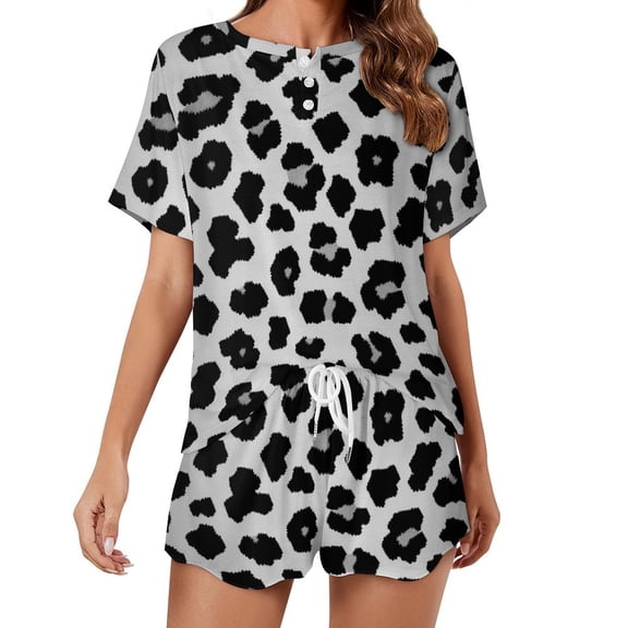 Leopard Print Pattern 2 Pack Women’s Pajama Set Print Sleepwear And Shorts Y2k Loungewear Sets S-5XL