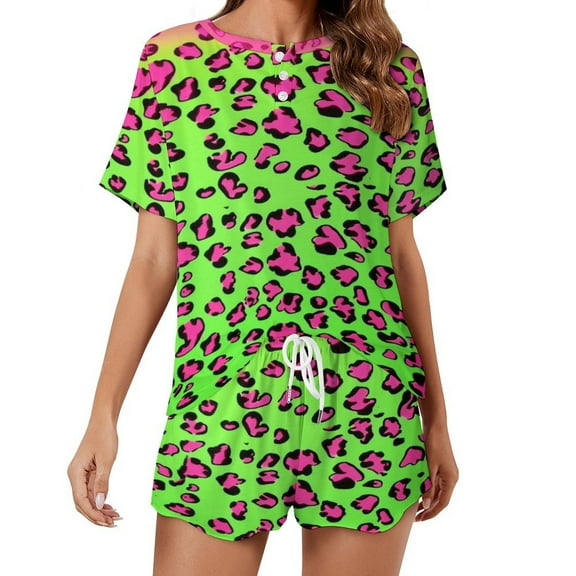 Leopard Print Pattern 2 Pack Women’s Pajama Set Print Sleepwear And Shorts Y2k Loungewear Sets S-5XL