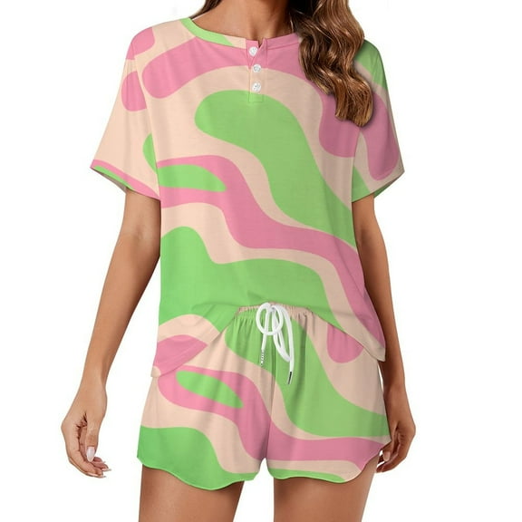 Leopard Print Pattern 2 Pack Women’s Pajama Set Print Sleepwear And Shorts Y2k Loungewear Sets S-5XL