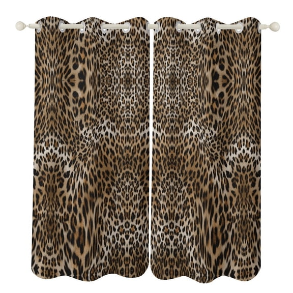 Leopard Print Pattern 2 Panels Blackout Curtains for Bedroom Living Room Drapes Kitchen Room Window Curtain Grommet