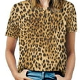 thumbnail image 1 of Leopard Print Pattern-3 Women's Short Sleeve Tops Casual Blouses T Shirt, 1 of 6