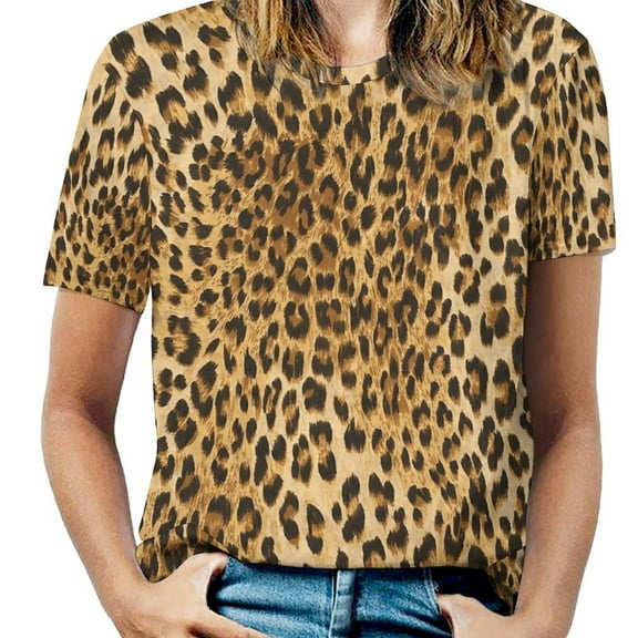 Leopard Print Pattern-3 Women's Short Sleeve Tops Casual Blouses T Shirt