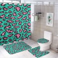 thumbnail image 1 of Leopard Print Pattern 4Pcs Shower Curtain Set Shower Curtain Set with Carpet Bath Mat, 1 of 8