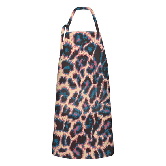 Leopard Print Pattern Apron-Garden Aprons for Women with Pockets-Cotton Linen Waterproof Kitchen Cooking Gardening Aprons Adjustable for Kitchen,Cooking,BBQ and Salon 33x27 Inch