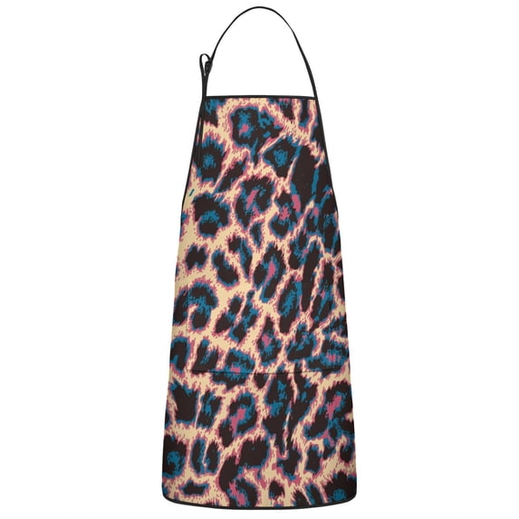 Leopard Print Pattern Apron-Garden Aprons for Women with Pockets-Cotton Linen Waterproof Kitchen Cooking Gardening Aprons Adjustable for Kitchen,Cooking,BBQ and Salon 33x27 Inch