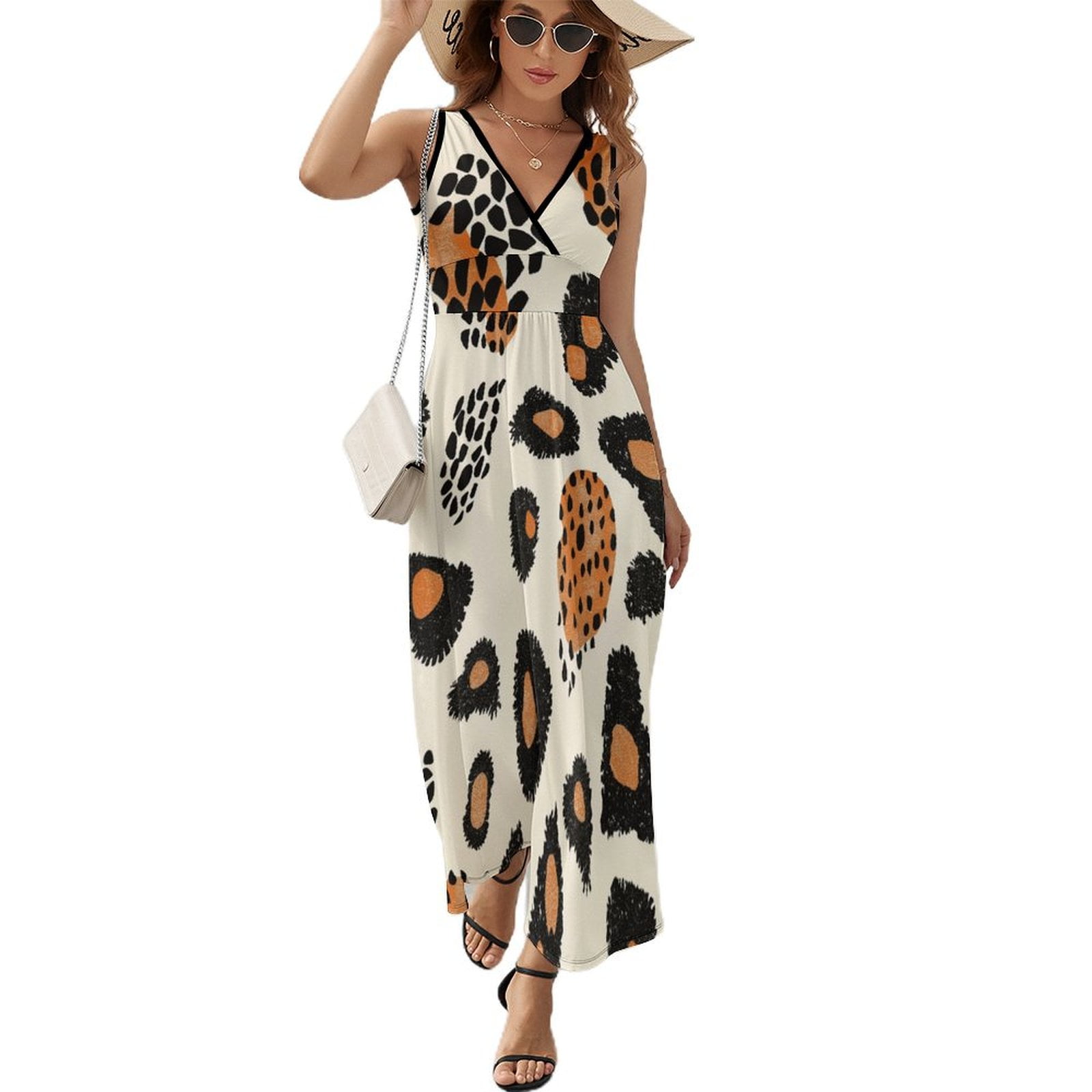Leopard Print Pattern Art Sleeveless Dress Women's Summer Suit Dresses ...