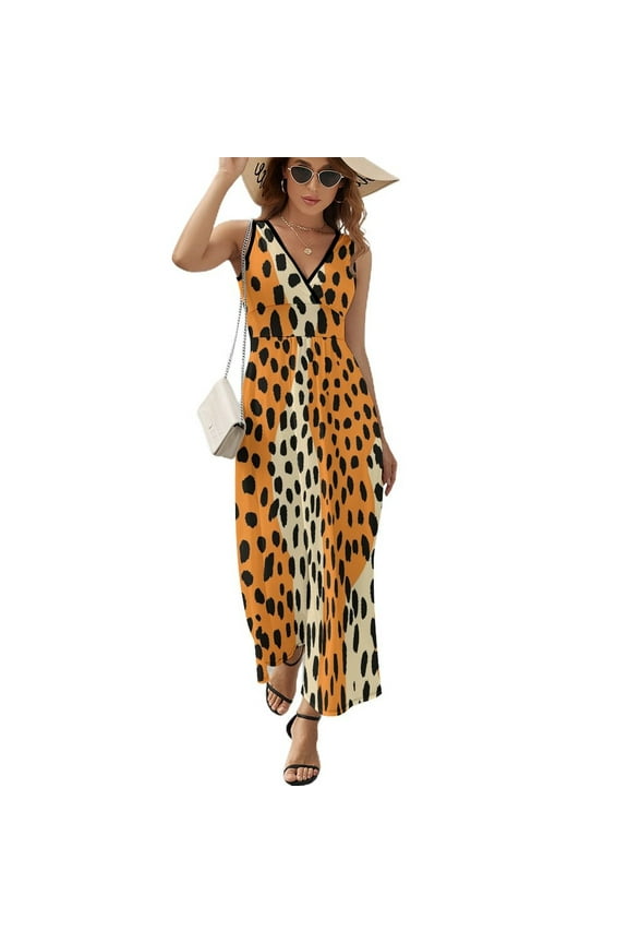 Leopard Print Pattern Art Sleeveless Dress Women's Summer Suit Dresses for Women 2025 Luxury Party Dress